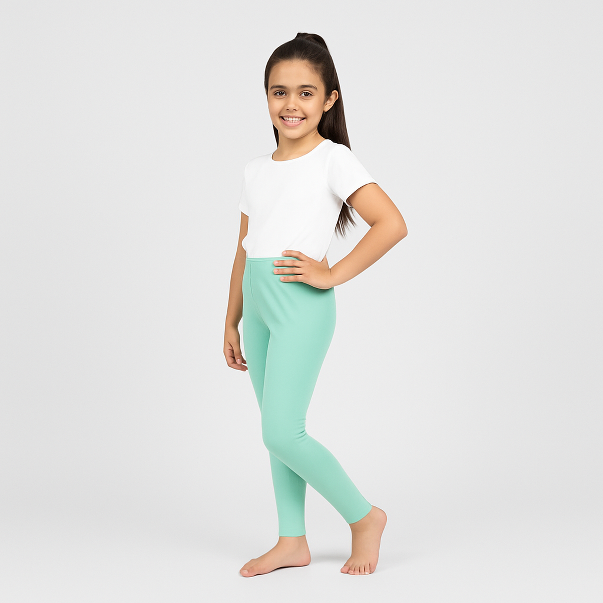 CharmnCherish Girls' Leggings Pack of 1_Aqua Green - front view