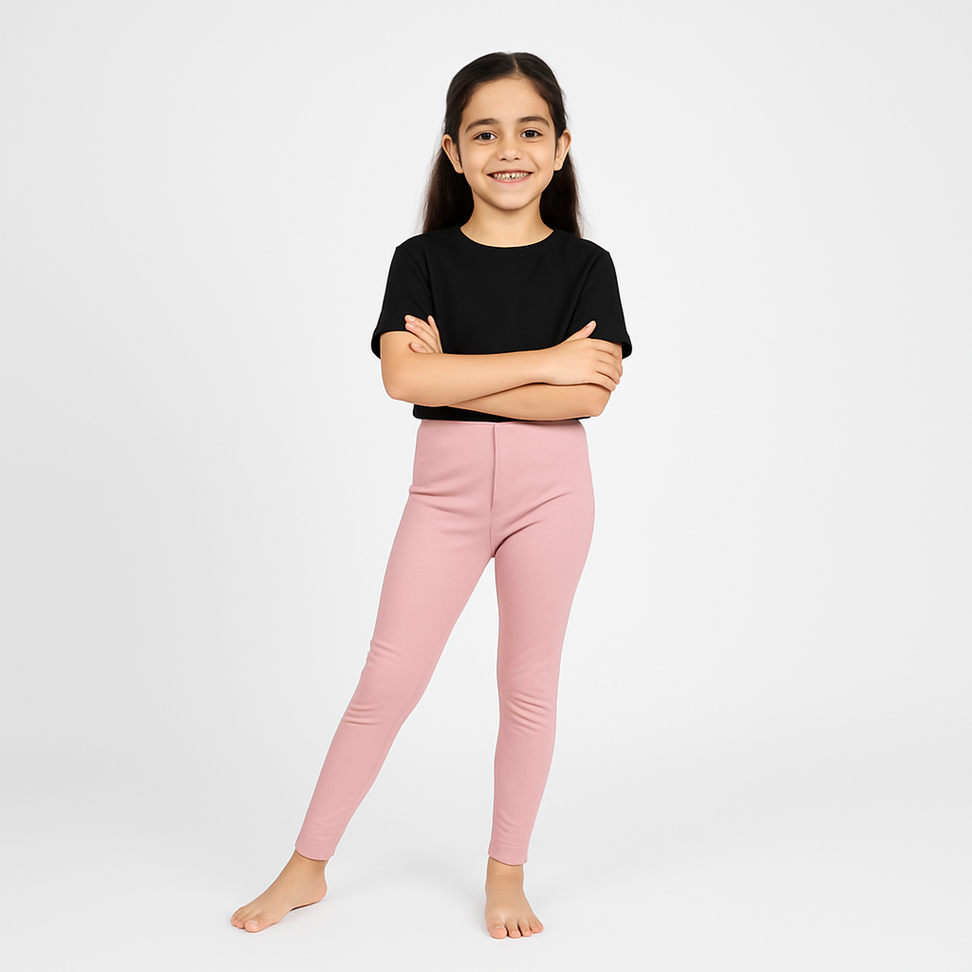 CharmnCherish Girls' Leggings Pack of 1_Rosedust - back view