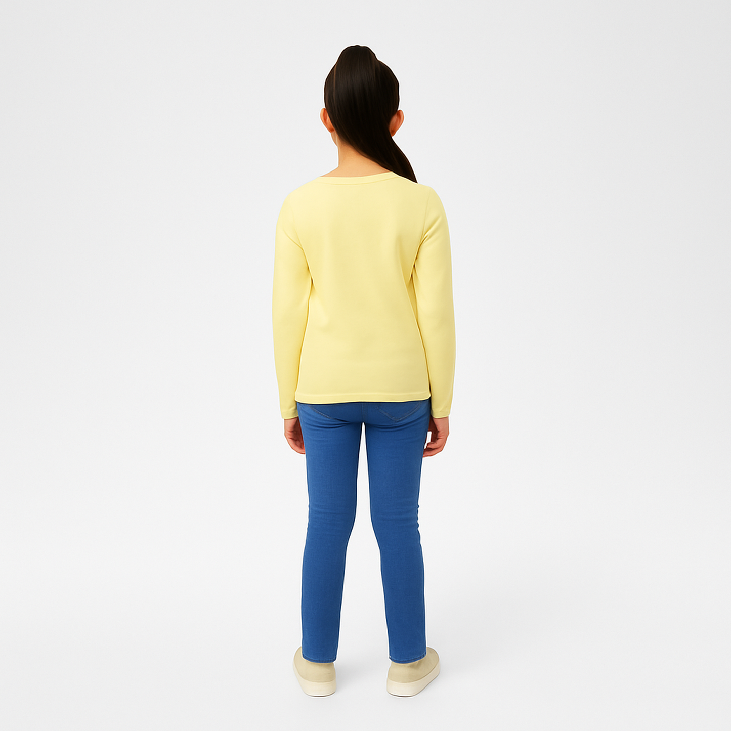 CharmnCherish Girls' Cotton Full Sleeve T-Shirt - Lime Yellow (Pack of 1) - front view