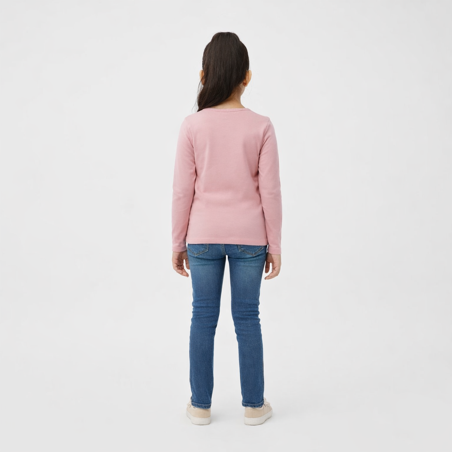 CharmnCherish Girls' Cotton Full Sleeve T-Shirt - Rose Dust (Pack of 1) - front view