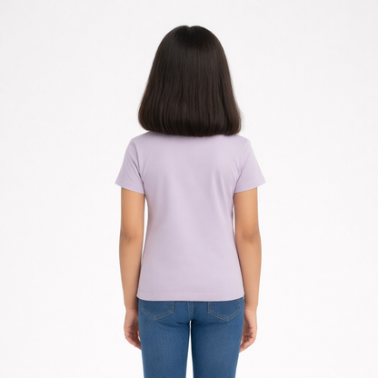 CharmnCherish Girls' Cotton Short Sleeve T-Shirt - Lavender (Pack of 1) - front view