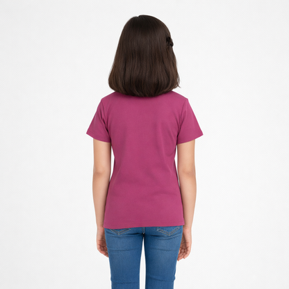 CharmnCherish Girls' Cotton Short Sleeve T-Shirt - Maroon (Pack of 1) - front view