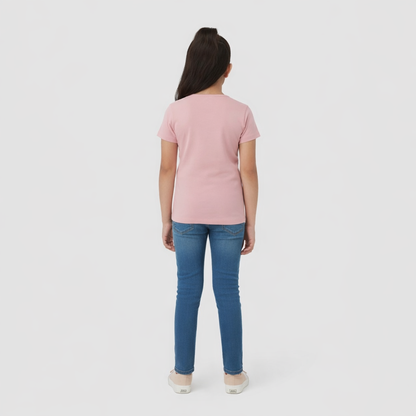 CharmnCherish Girls' Cotton Short Sleeve T-Shirt - Rose Dust (Pack of 1) - front view