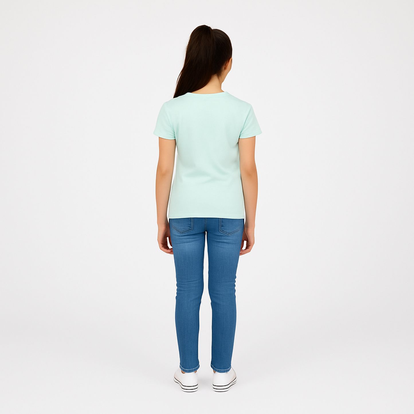 CharmnCherish Girls' Cotton Short Sleeve T-Shirt - Aqua Green (Pack of 1) - front view