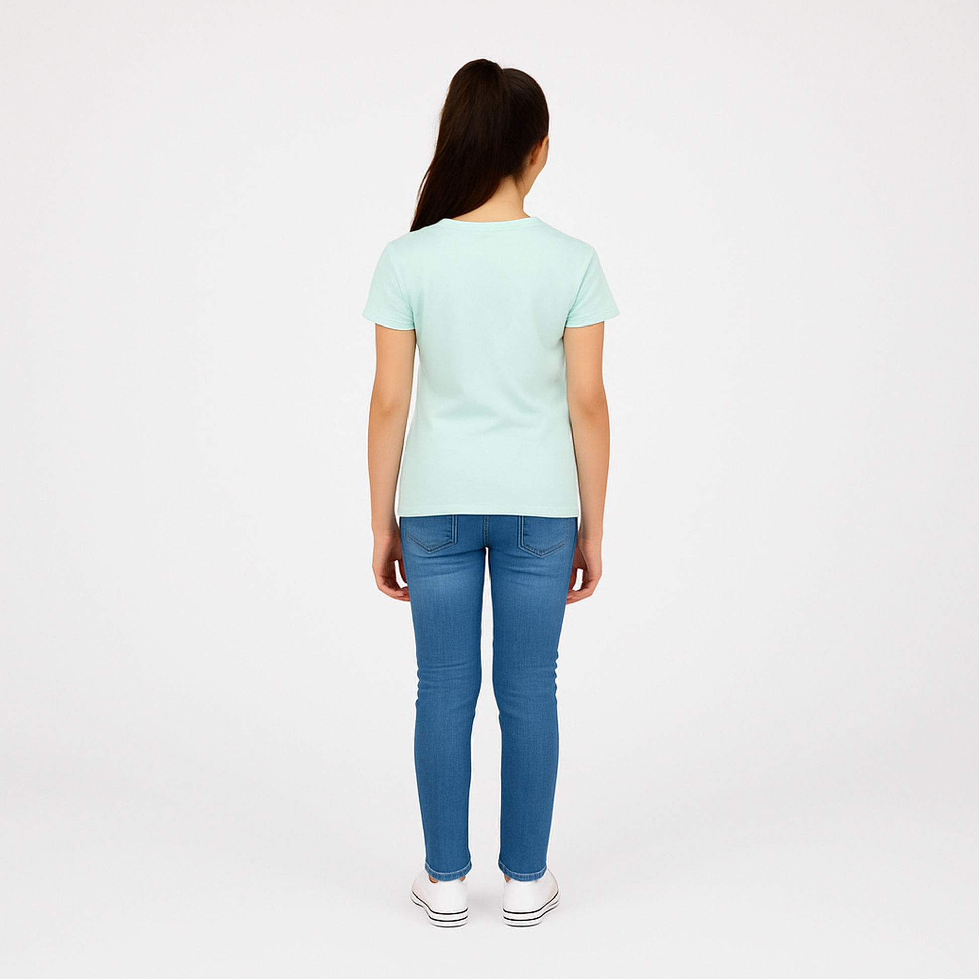 CharmnCherish Girls' Cotton Short Sleeve T-Shirt - Aqua Green (Pack of 1) - front view