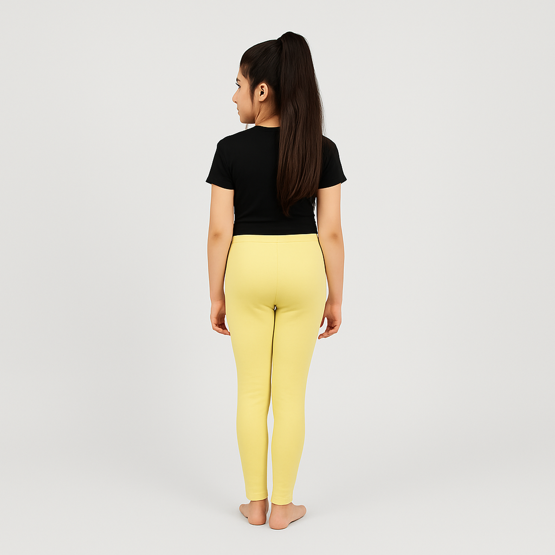 CharmnCherish Girls' Leggings Pack of 1_Lime yellow - front view