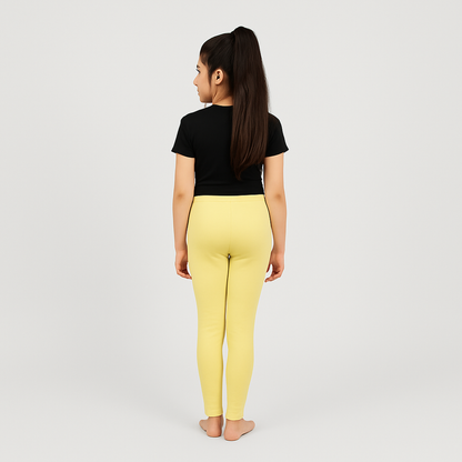 CharmnCherish Girls' Leggings Pack of 1_Lime yellow - front view