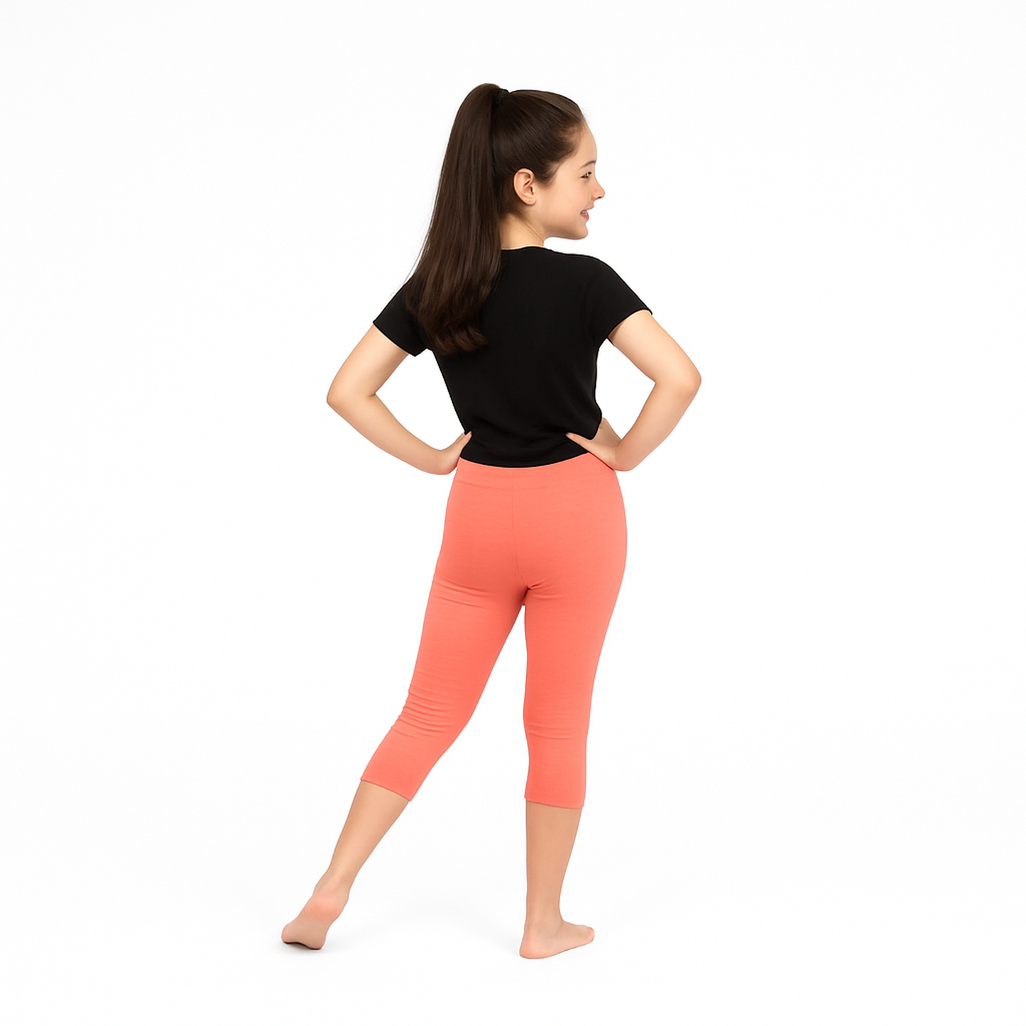 CharmnCherish Girls' 3/4 Leggings Pack of 1_Coral - front view