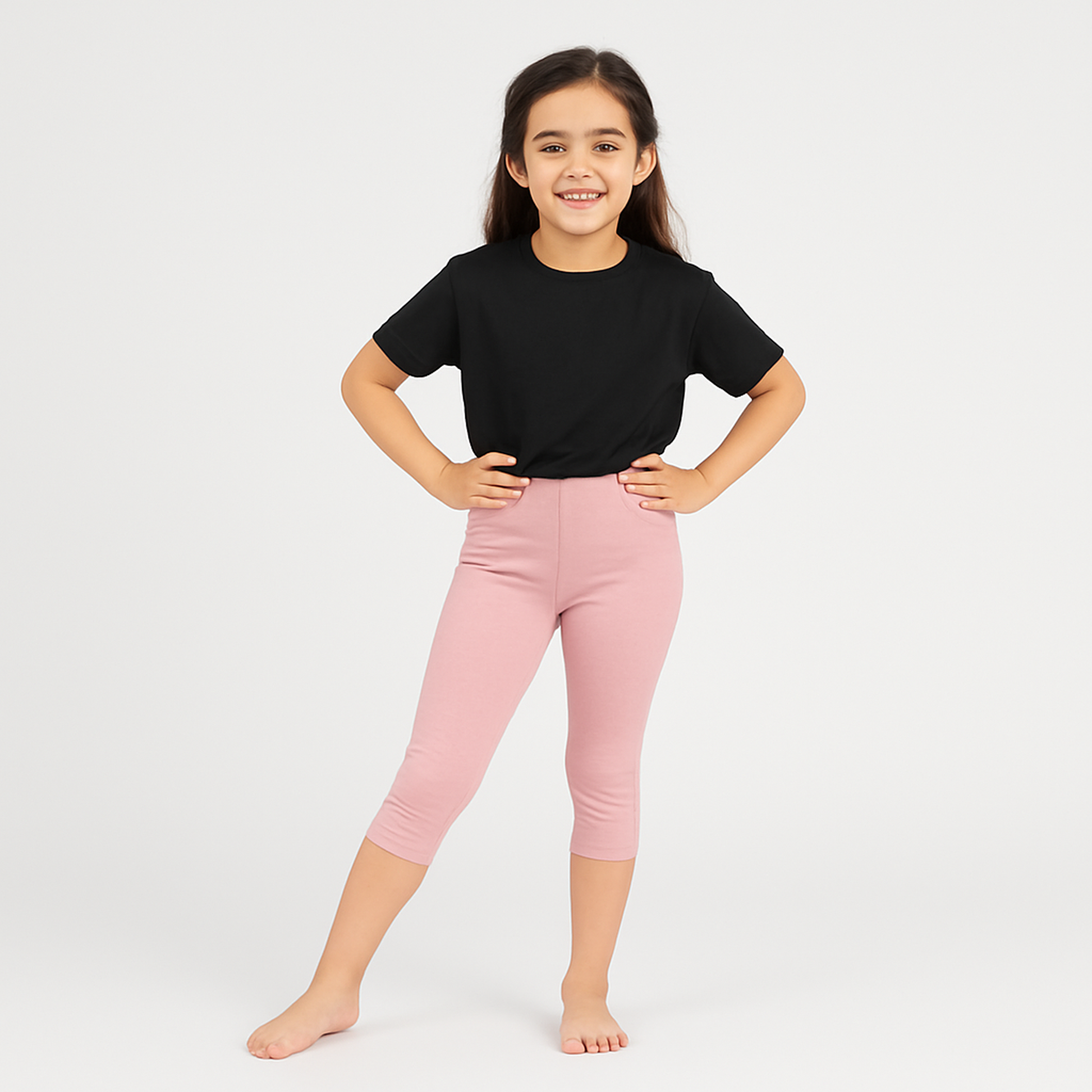 CharmnCherish Girls' 3/4 Leggings Pack of 1_Rose Dust - front view