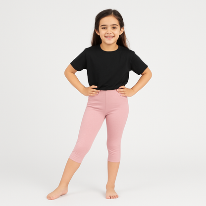 CharmnCherish Girls' 3/4 Leggings Pack of 1_Rose Dust - front view