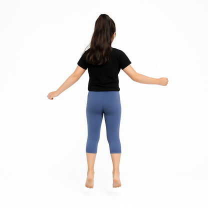 CharmnCherish Girls' 3/4 Leggings Pack of 1_Ink Blue - front view