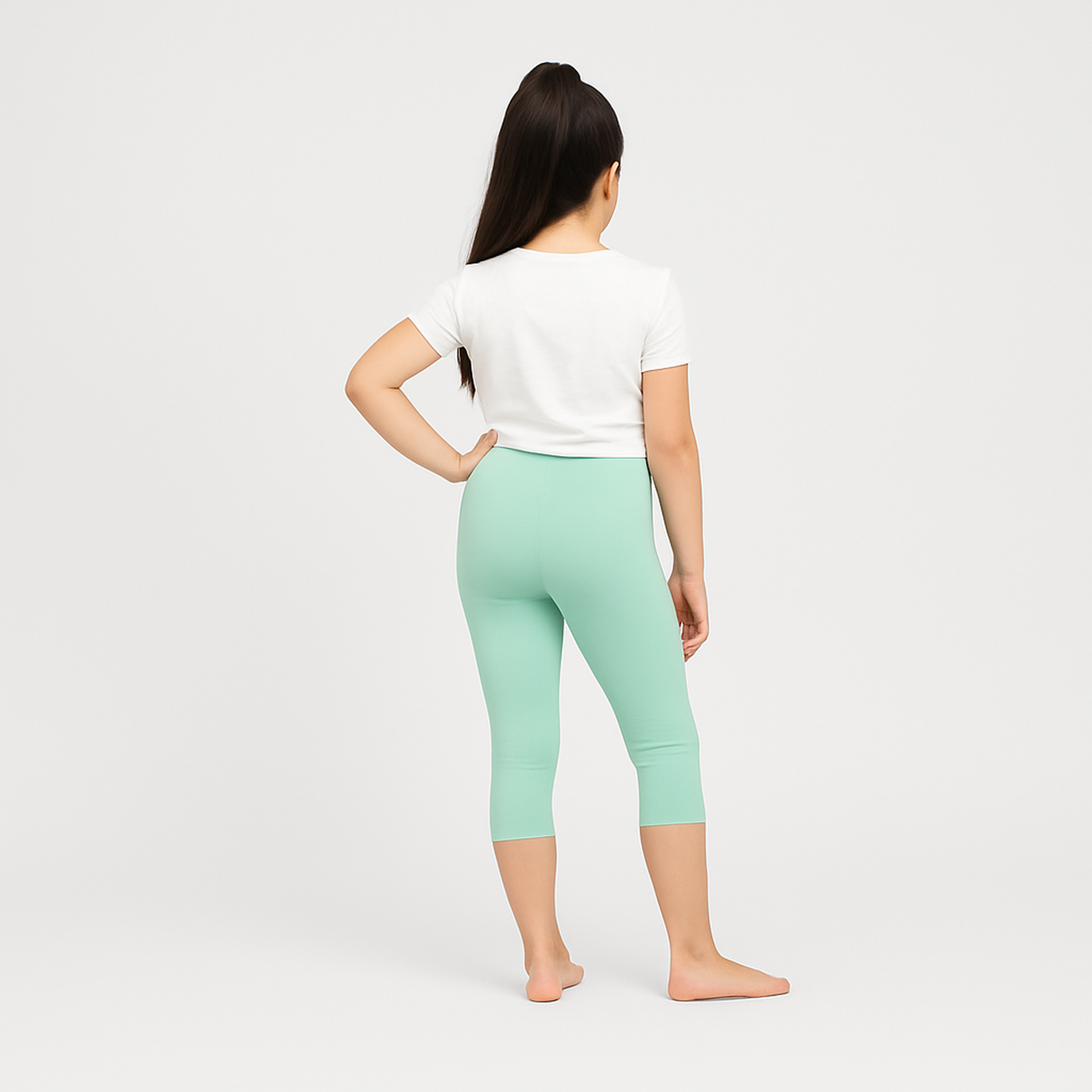 CharmnCherish Girls' 3/4 Leggings Pack of 1_Aqua Green - front view