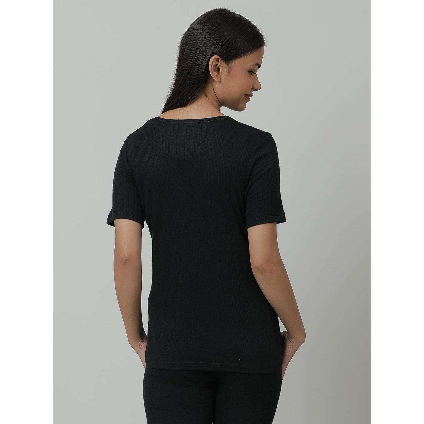 Kids Cotton Thermal Top - Short Sleeve - Black (Pack of 1)