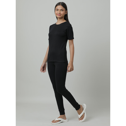 Kids Cotton Thermal Set - Short Sleeve - Black (Pack of 1)