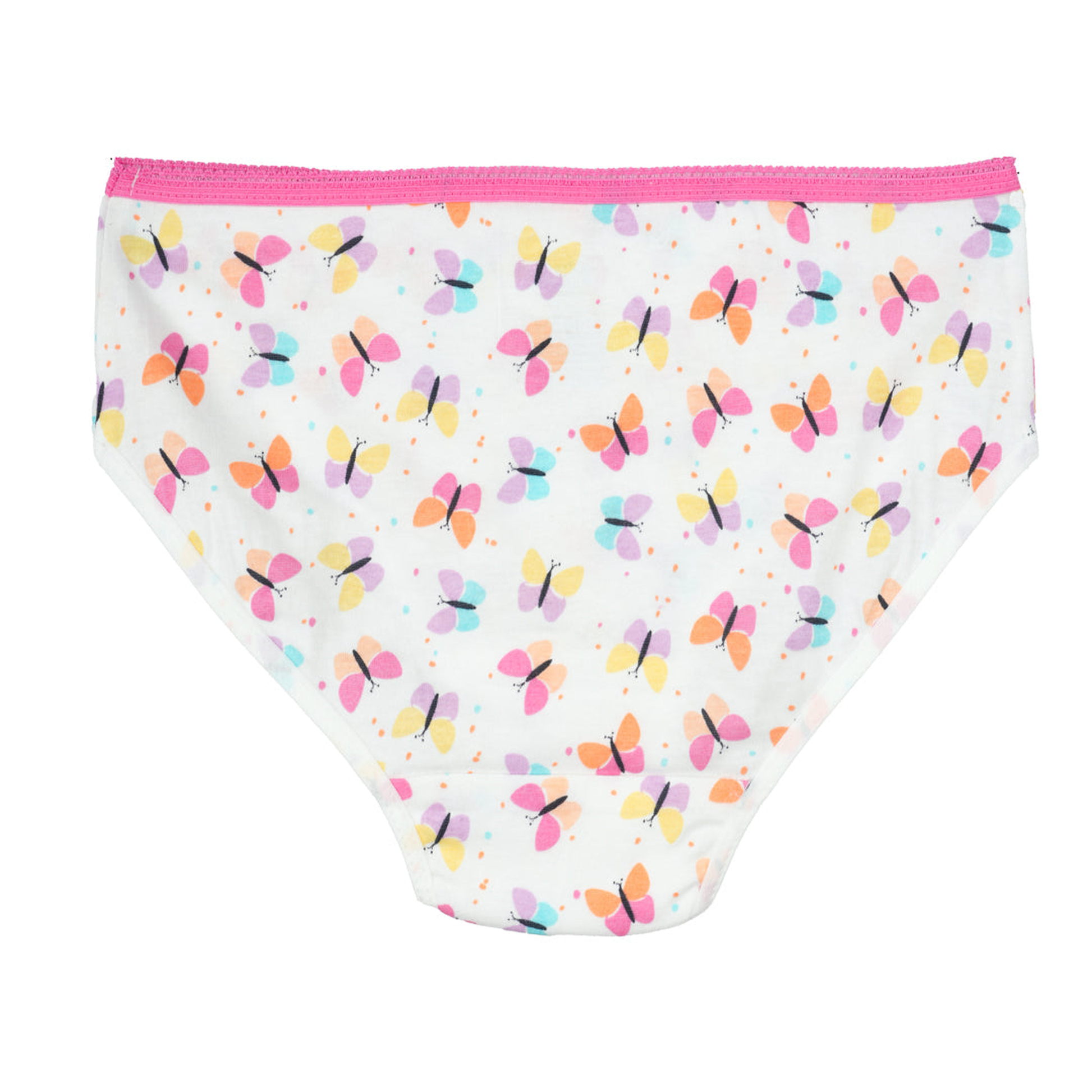 Girls' Cotton Brief - Butterfly All Over Print & Solid Color Brief Pack of 6