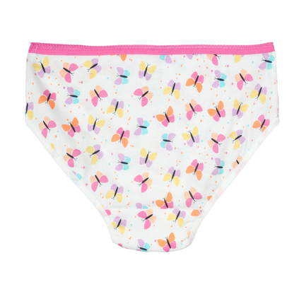 Girls' Cotton Brief - Butterfly All Over Print & Solid Color Brief Pack of 6