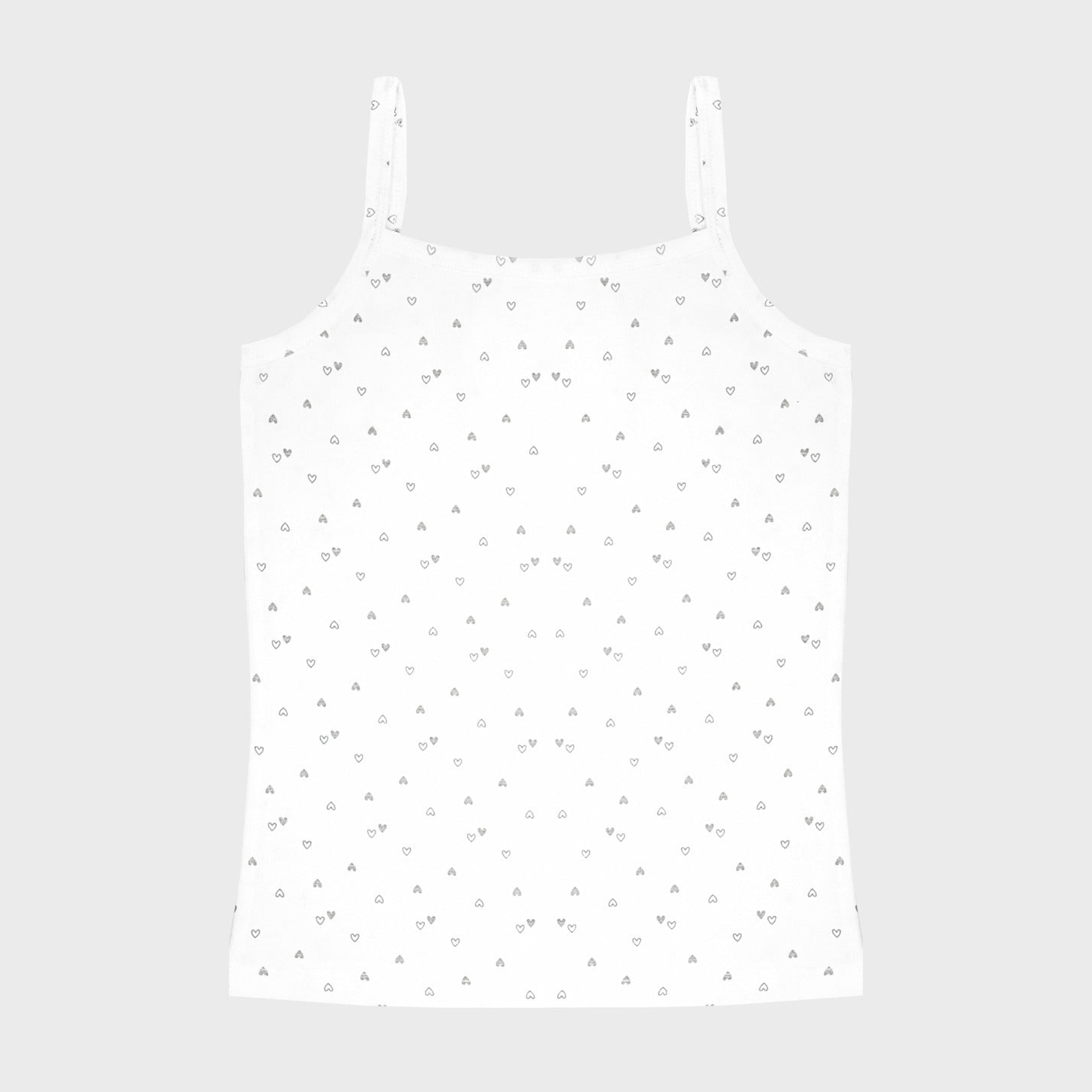 Girls' Cami Vests -Heart Print & Solid color Pack Of 2