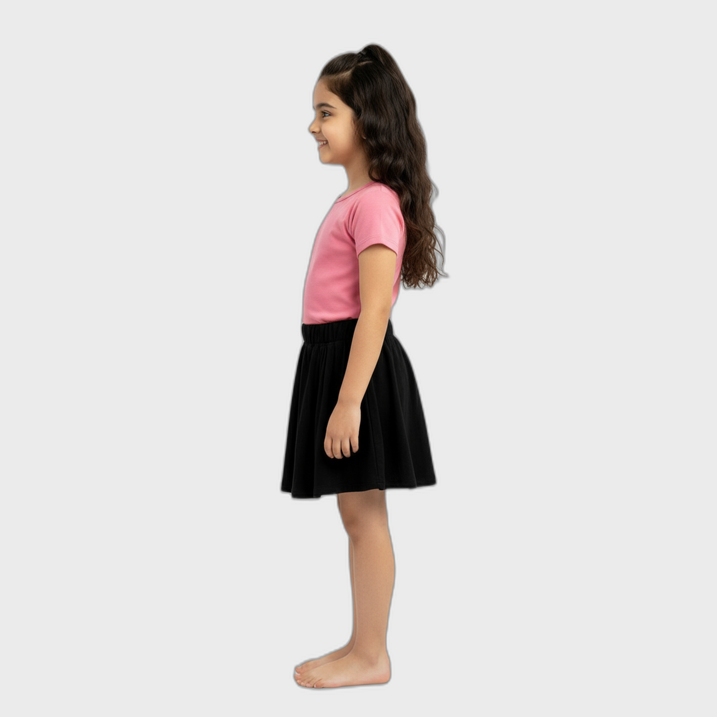 CharmnCherish Girls' Cotton Skirt With Shorts - Solid - Black (Pack of 1) - lifestyle shot