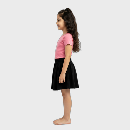 CharmnCherish Girls' Cotton Skirt With Shorts - Solid - Black (Pack of 1) - lifestyle shot