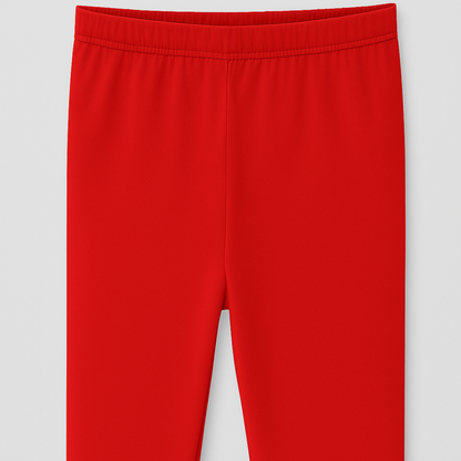 CharmnCherish Girls' 3/4 Leggings Solid Red Color Pack Of 1 - close-up detail