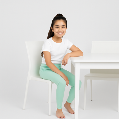 CharmnCherish Girls' Leggings Pack of 1_Aqua Green - close-up detail