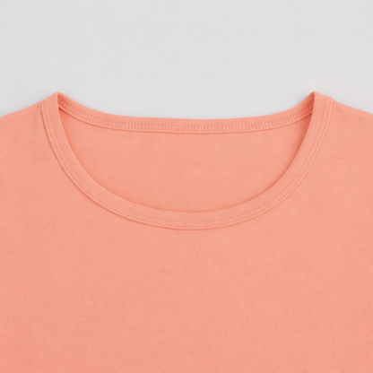 CharmnCherish Girls' Cotton Full Sleeve T-Shirt - Coral (Pack of 1) - close-up detail
