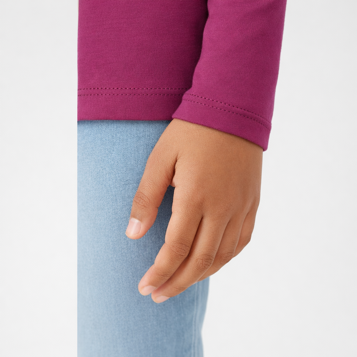 CharmnCherish Girls' Cotton Full Sleeve T-Shirt - Maroon (Pack of 1) - close-up detail