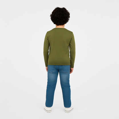 Boys' Cotton T-Shirt - Full Sleeve Solid - Multicolour (Pack of 1)