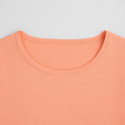 CharmnCherish Girls' Cotton Short Sleeve T-Shirt - Coral (Pack of 1) - close-up detail