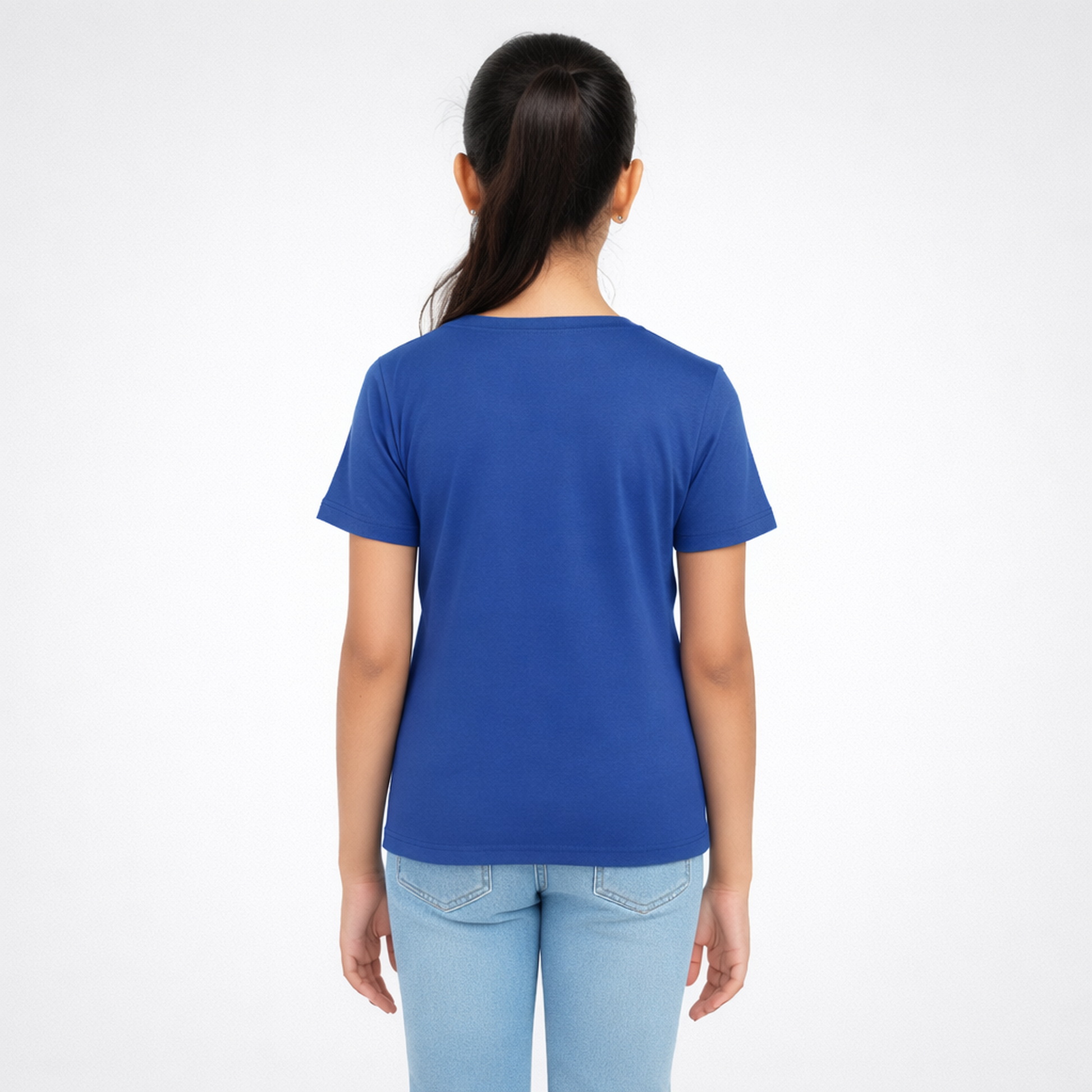 CharmnCherish Girls' Cotton Short Sleeve T-Shirt - Ink Blue (Pack of 1) - close-up detail