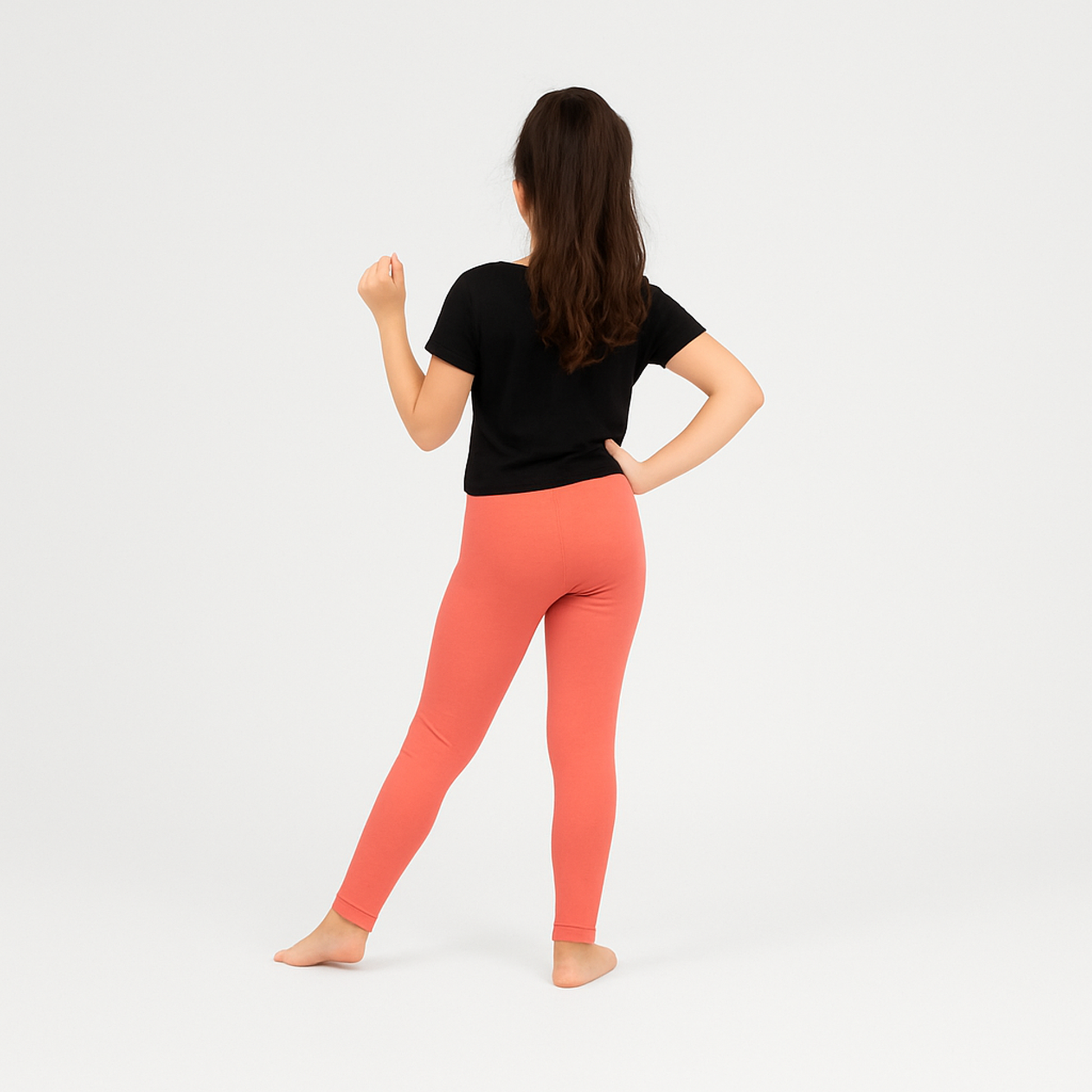 CharmnCherish Girls' Leggings Pack of 1_Coral - close-up detail