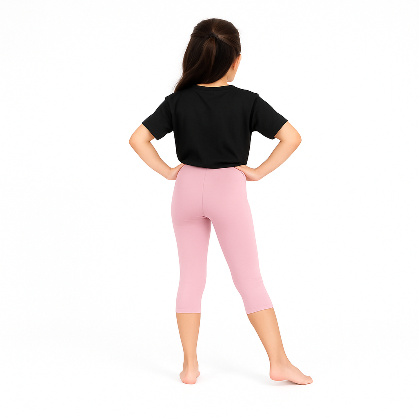 CharmnCherish Girls' 3/4 Leggings Pack of 1_Rose Dust - close-up detail