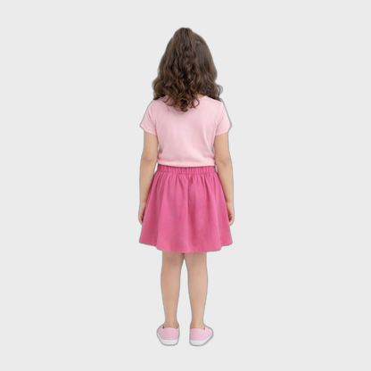 CharmnCherish Girls' Cotton Skirt With Shorts - Solid - Dark Pink (Pack of 1) - front view