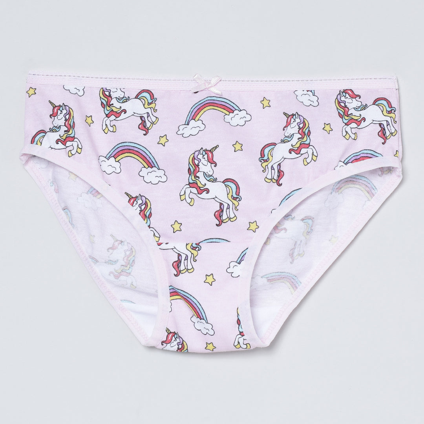 Girls' Cotton Brief - Unicorn All Over Print & Solid Multicolor Brief Pack of 6