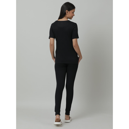 Kids Cotton Thermal Set - Short Sleeve - Black (Pack of 1)
