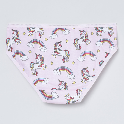 Girls' Cotton Brief - Unicorn All Over Print & Solid Multicolor Brief Pack of 6
