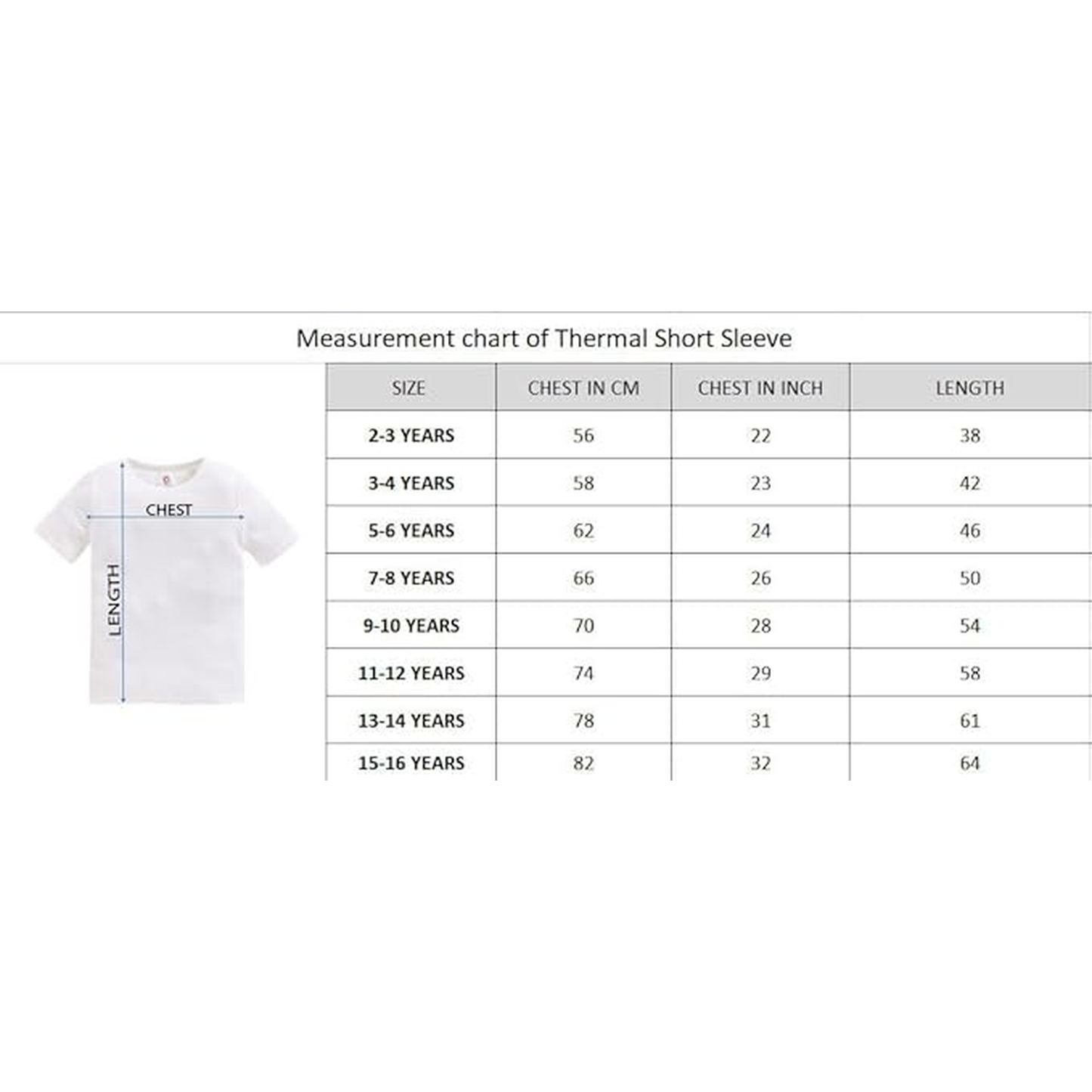 Kids Cotton Thermal Set - Short Sleeve - Blue (Pack of 1)