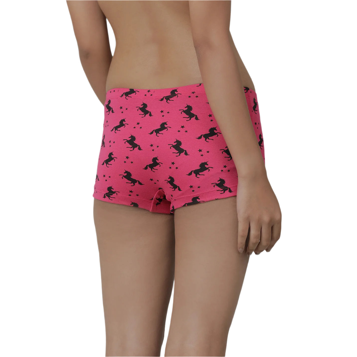 Girls' Cotton Boy Shorts - Unicorn All Over Printed Pack Of 2