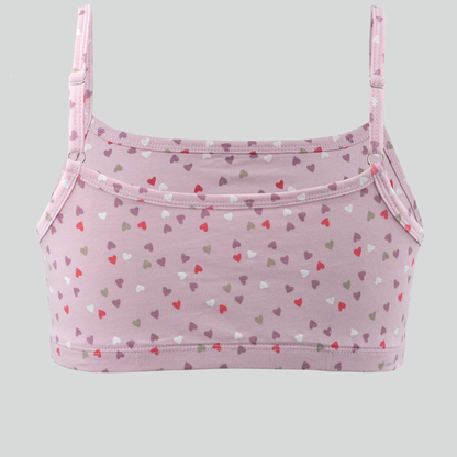 Beginners Bra - Heart All Over Print and Solid Color Combo Pack of 3