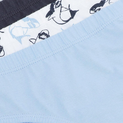 Boys' Cotton Brief - Shark All Over Print & Solid Color Combo Pack Of 3