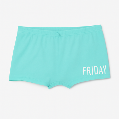 Girls' Cotton Boy Shorts - Weekdays Printed Pack of 7