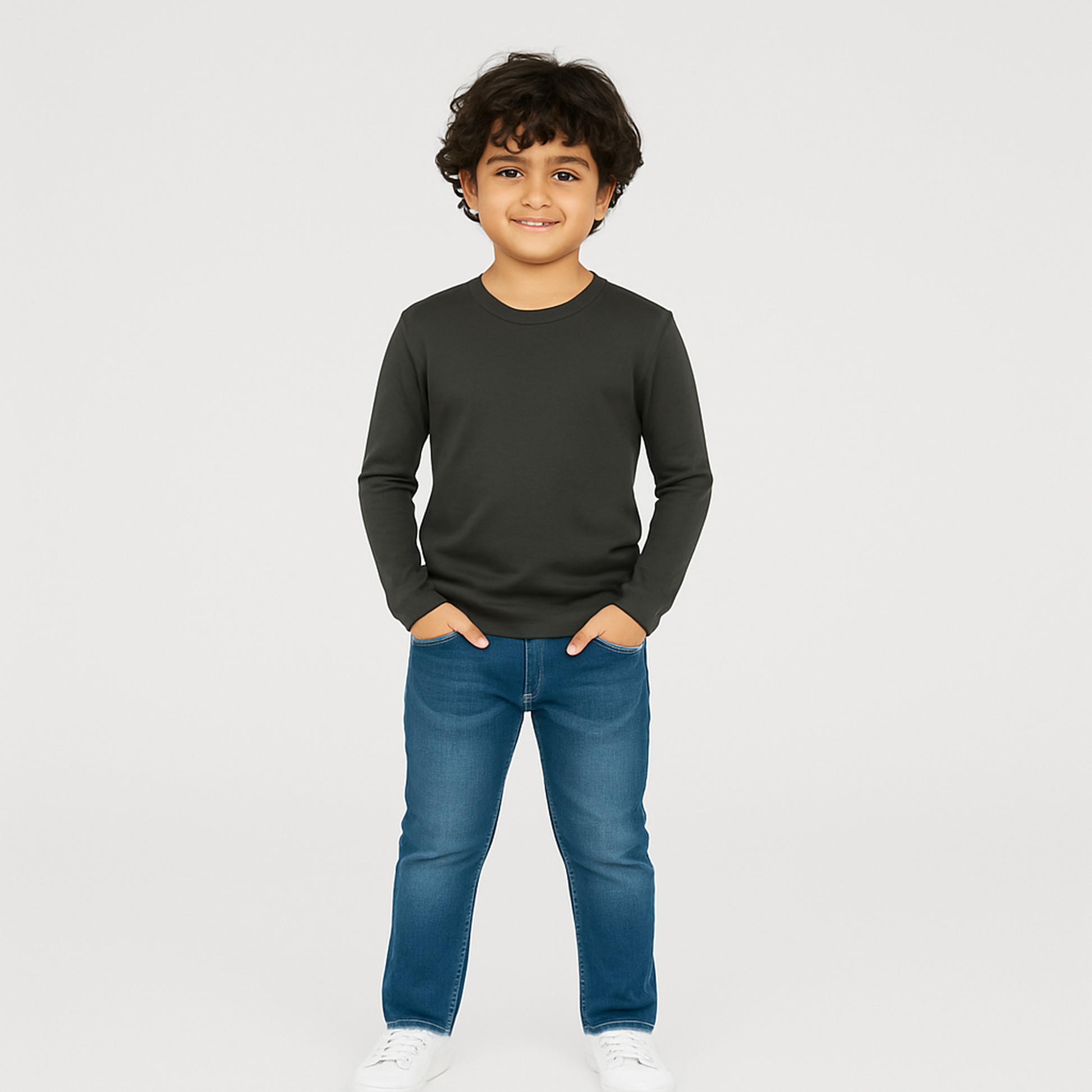Boys' Cotton T-Shirt - Full Sleeve Solid - Multicolour (Pack of 1)