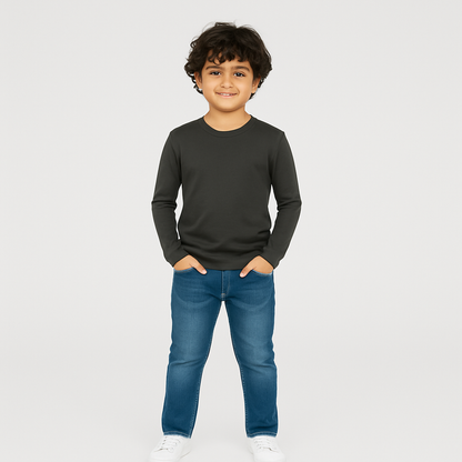 Boys' Cotton T-Shirt - Full Sleeve Solid - Multicolour (Pack of 1)