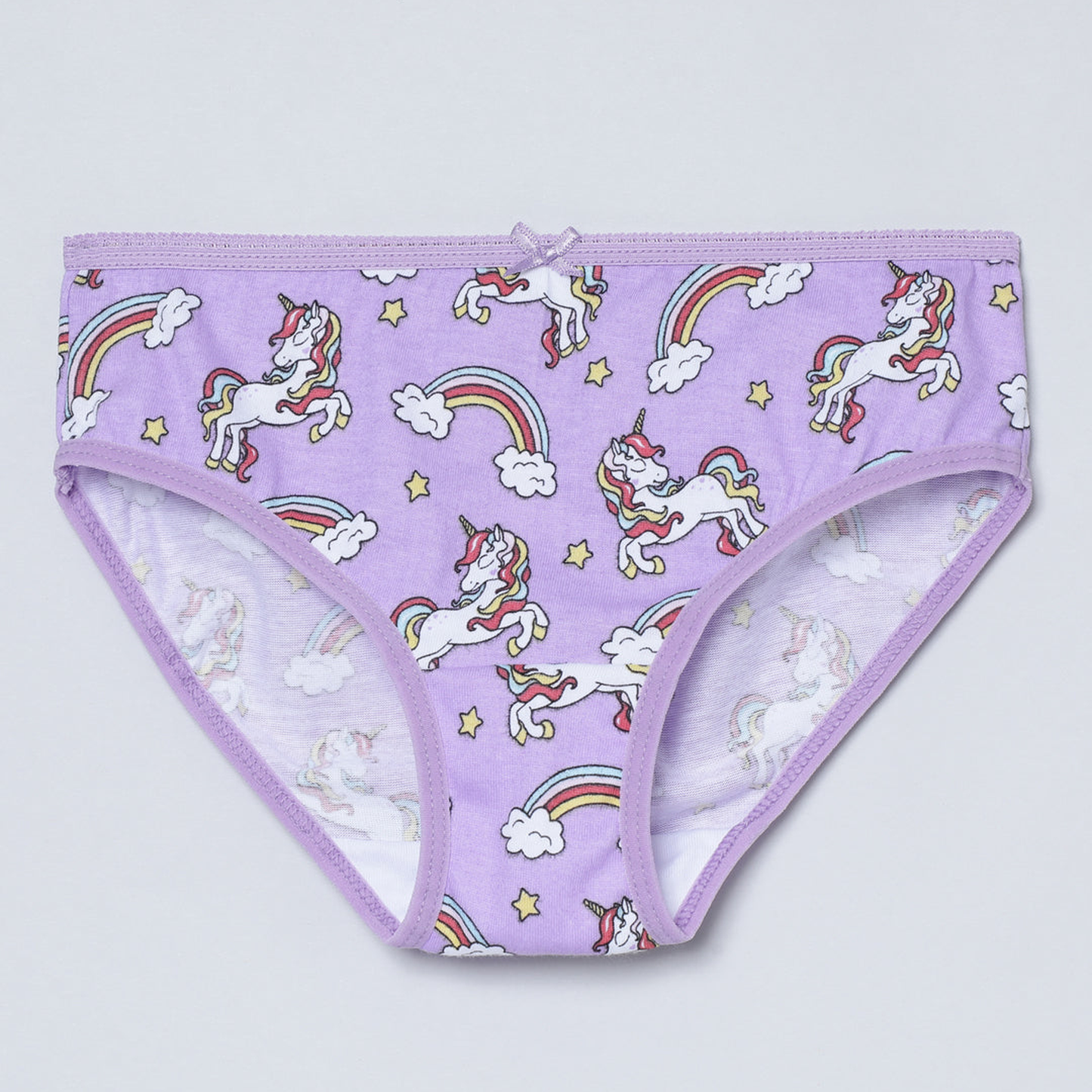 Girls' Cotton Brief - Unicorn All Over Print & Solid Multicolor Brief Pack of 6