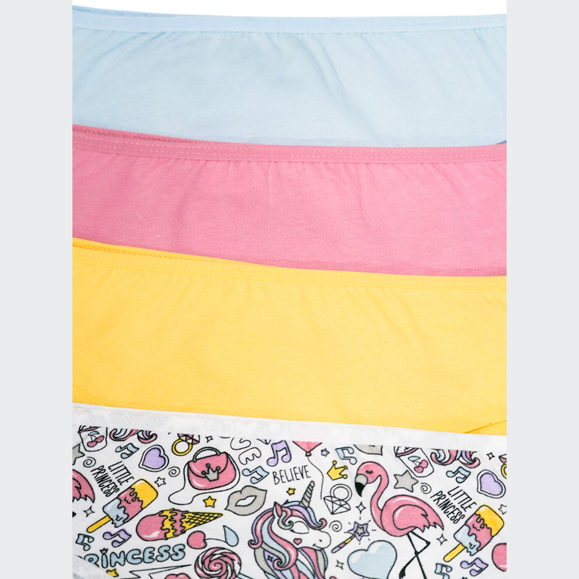 Girls' Cotton Brief - Solid color and Aop print pack of 5