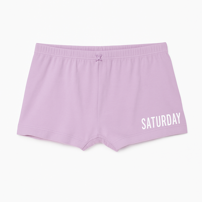 Girls' Cotton Boy Shorts - Weekdays Printed Pack of 7