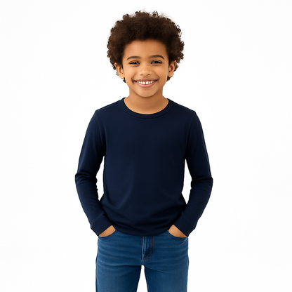 Boys' Cotton T-Shirt - Full Sleeve Solid - Multicolour (Pack of 1)