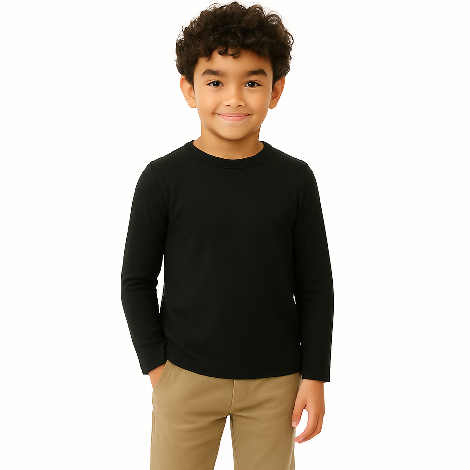 Boys' Cotton T-Shirt - Full Sleeve Solid - Multicolour (Pack of 1)