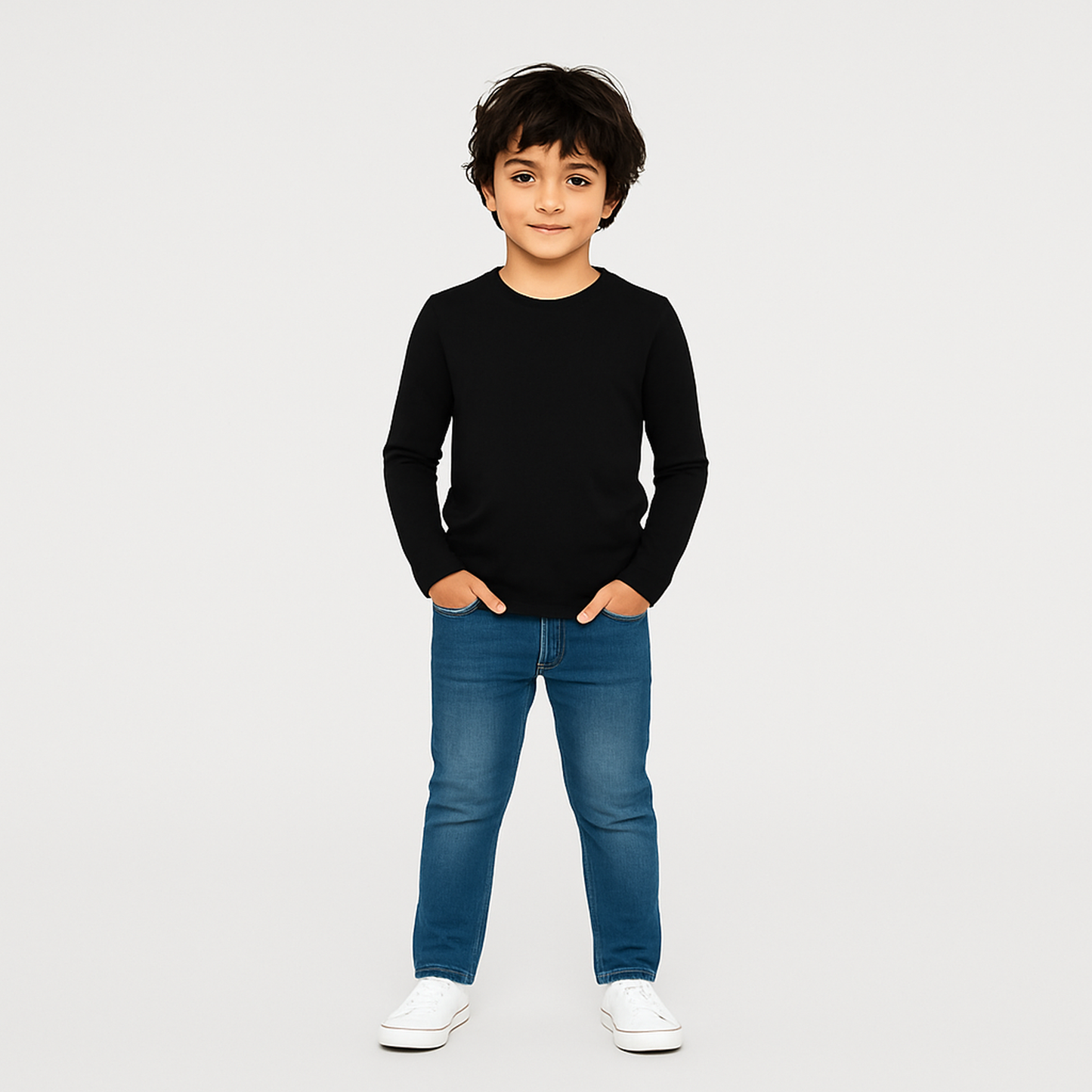 Boys' Cotton T-Shirt - Full Sleeve Solid - Multicolour (Pack of 1)