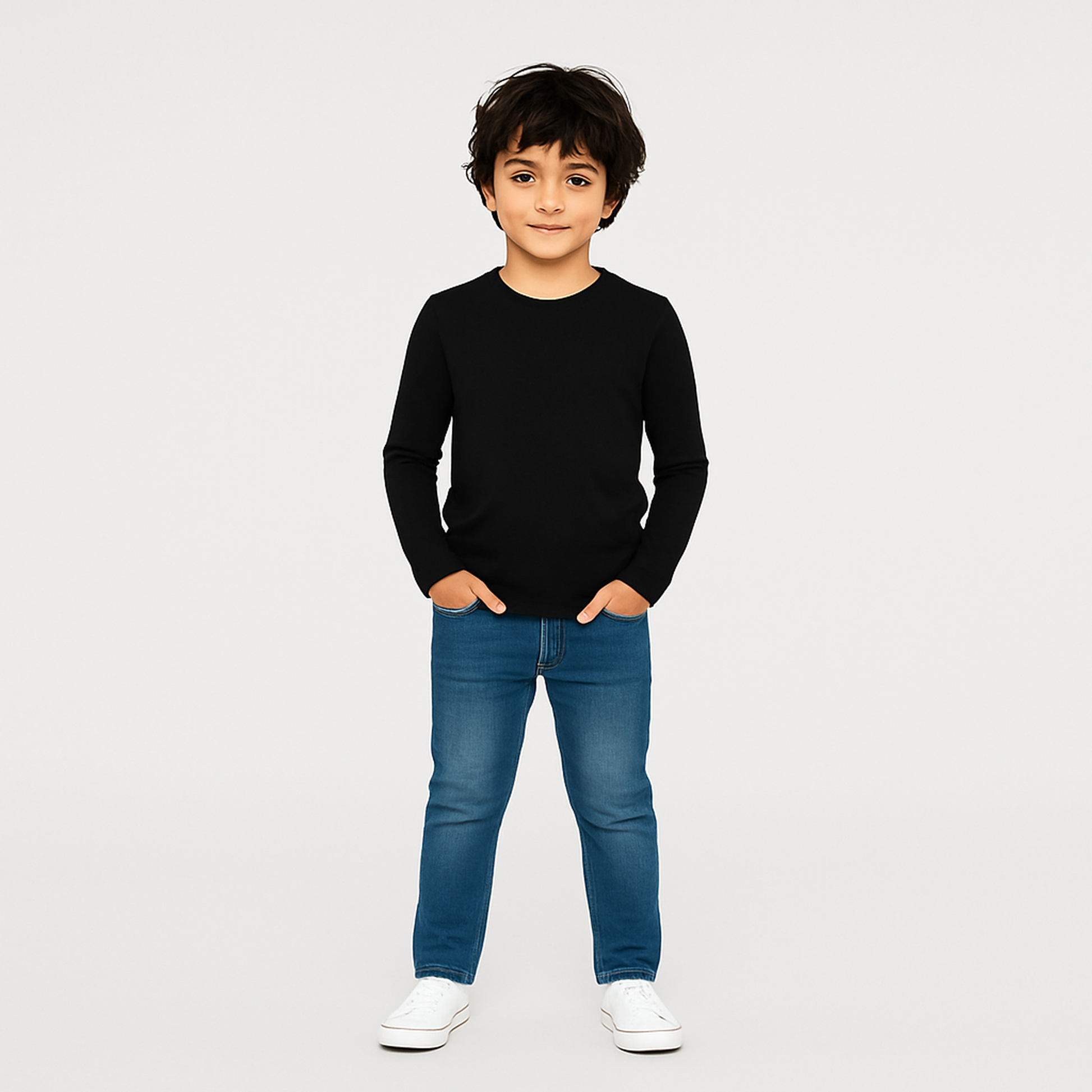 Boys' Cotton T-Shirt - Full Sleeve Solid - Multicolour (Pack of 1)